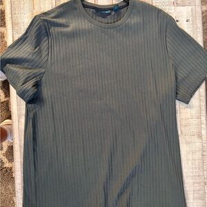 Perry Ellis Dark Green Ribbed Short Sleeve Tee